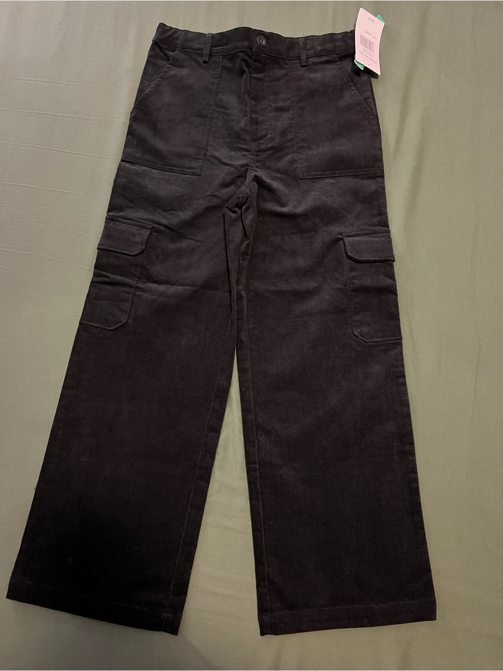 Kids Black Wide-Leg Cargo Pants Girl’s Size L 14